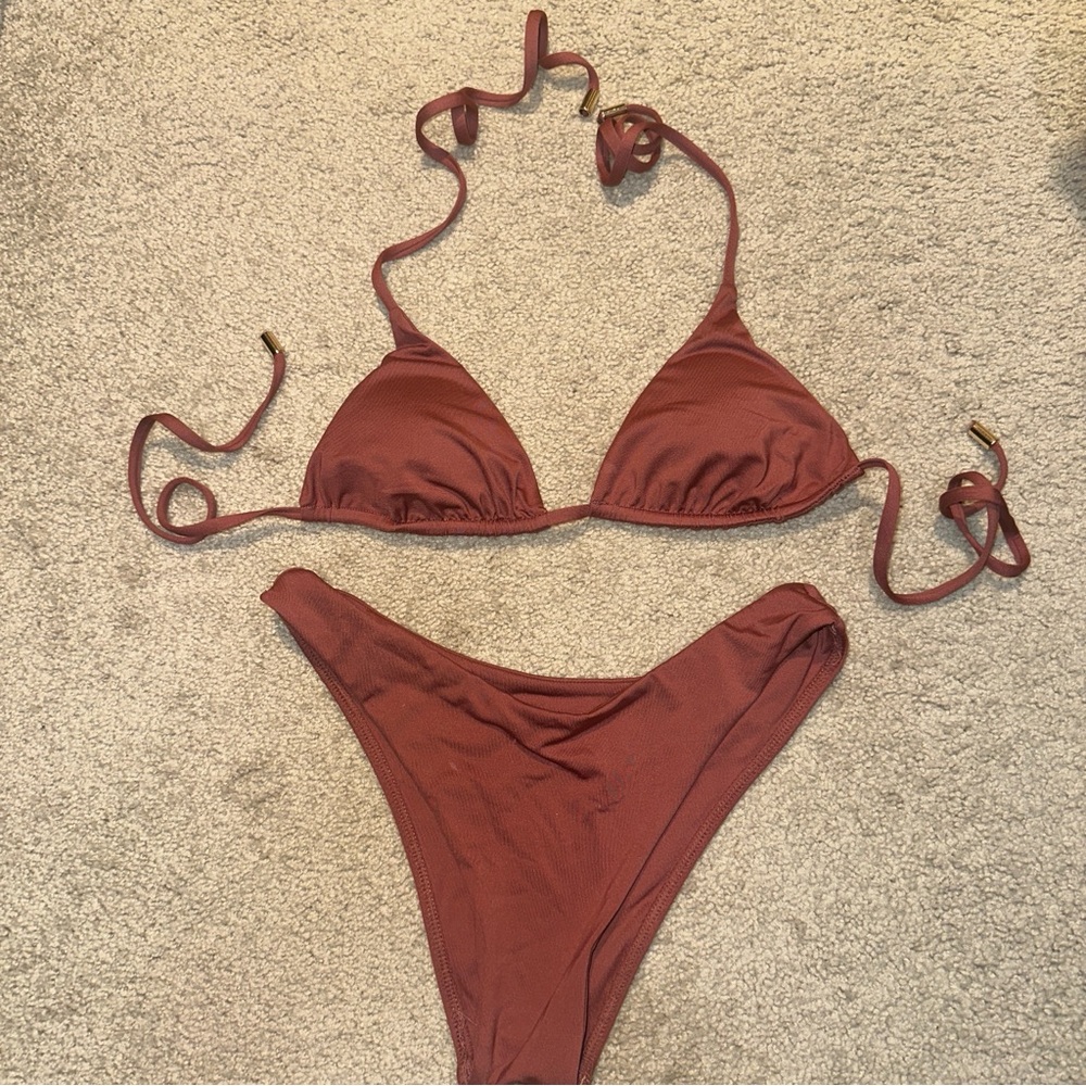 Monday Swimwear Brown Bikini Set Minimalist Design